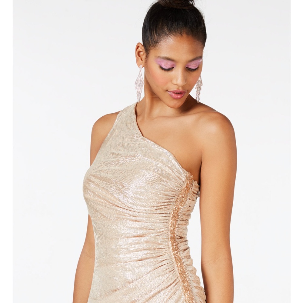 Calvin Klein Elegant One-Shoulder Gold Dress